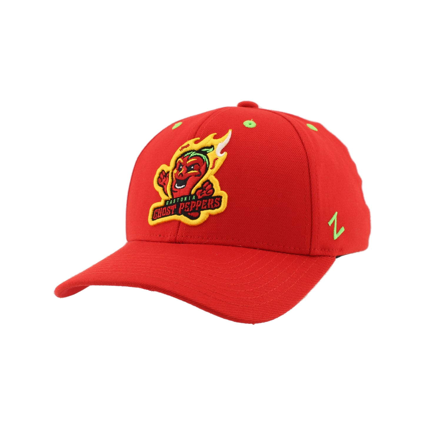 Gastonia Ghost Peppers Red ZH Fitted Combo Logo Hat