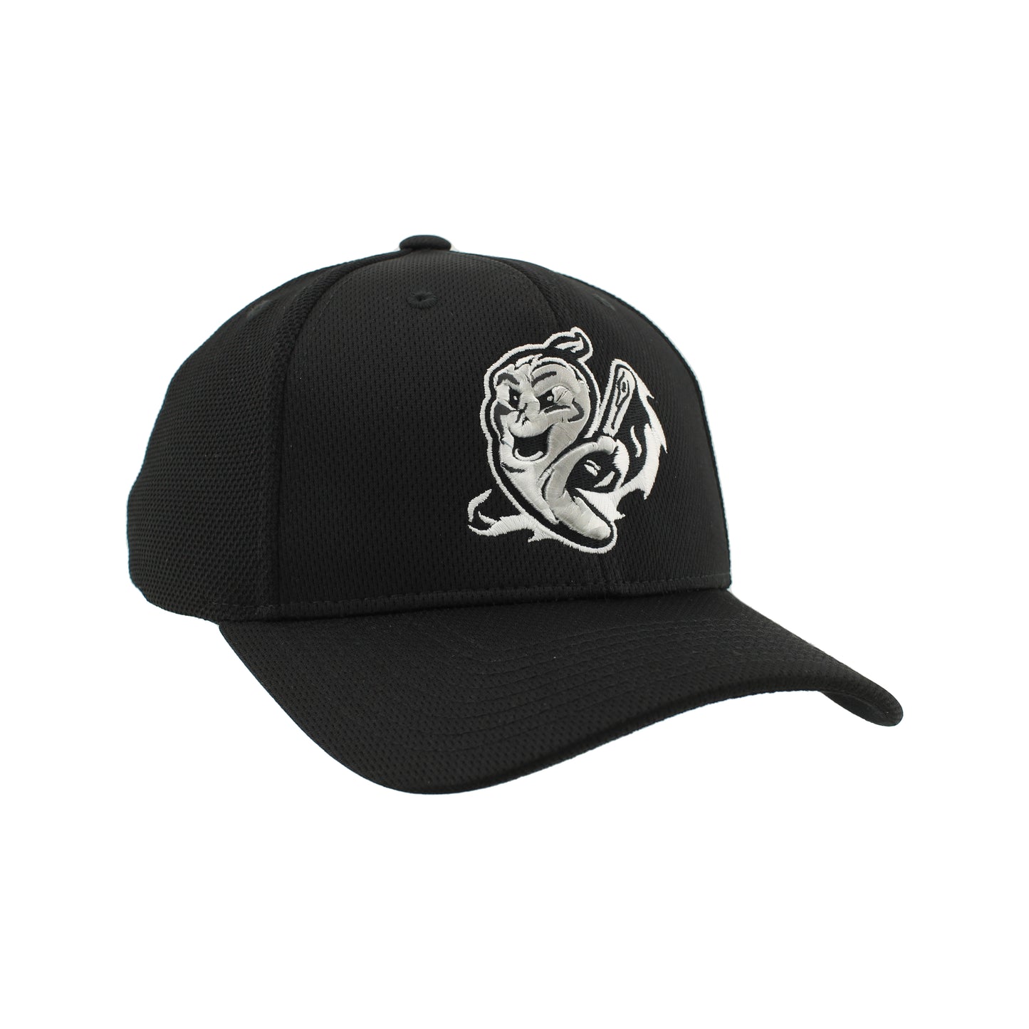 Gastonia Ghost Peppers Black Silver Smash Logo Fitted Hat