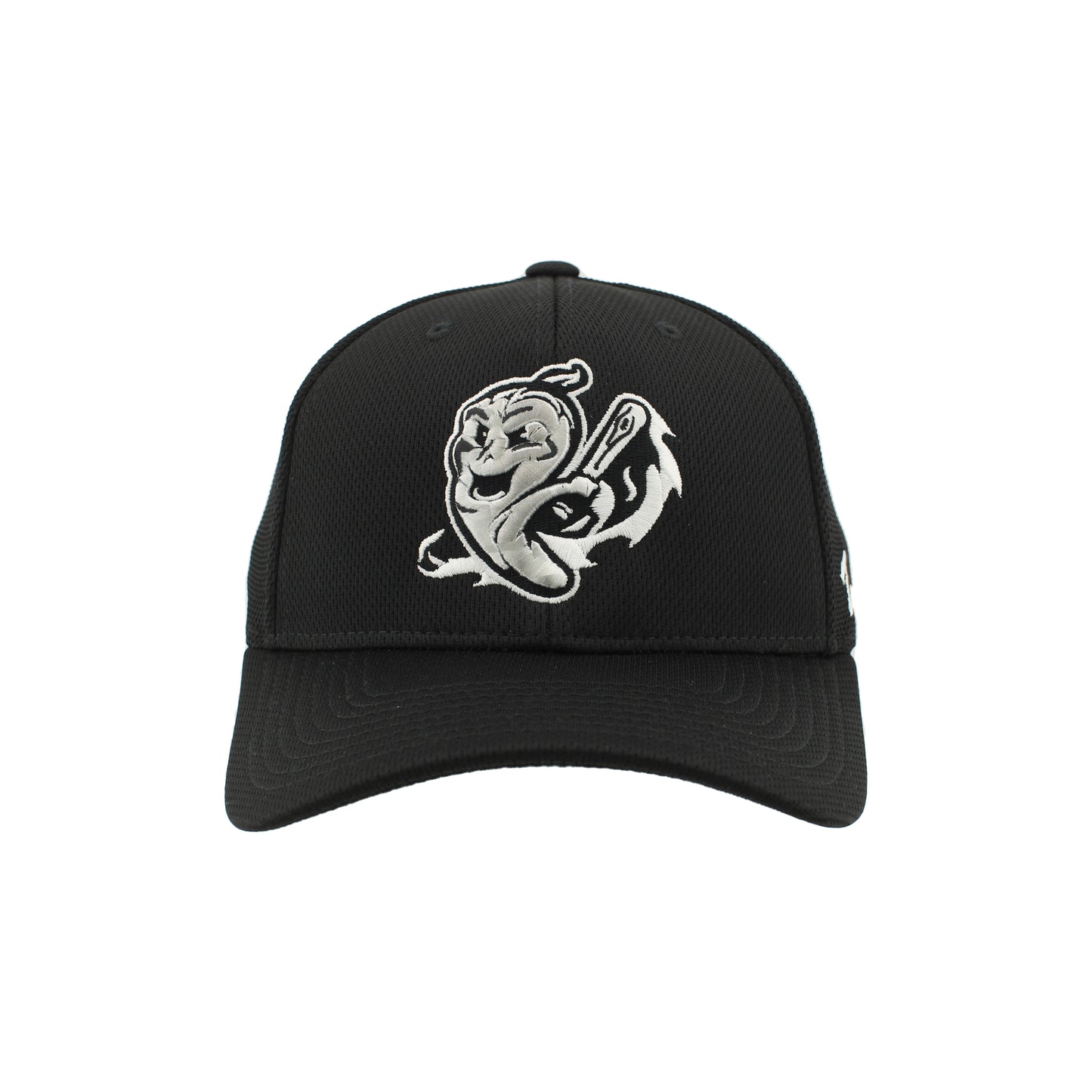 Gastonia Ghost Peppers Black Silver Smash Logo Fitted Hat