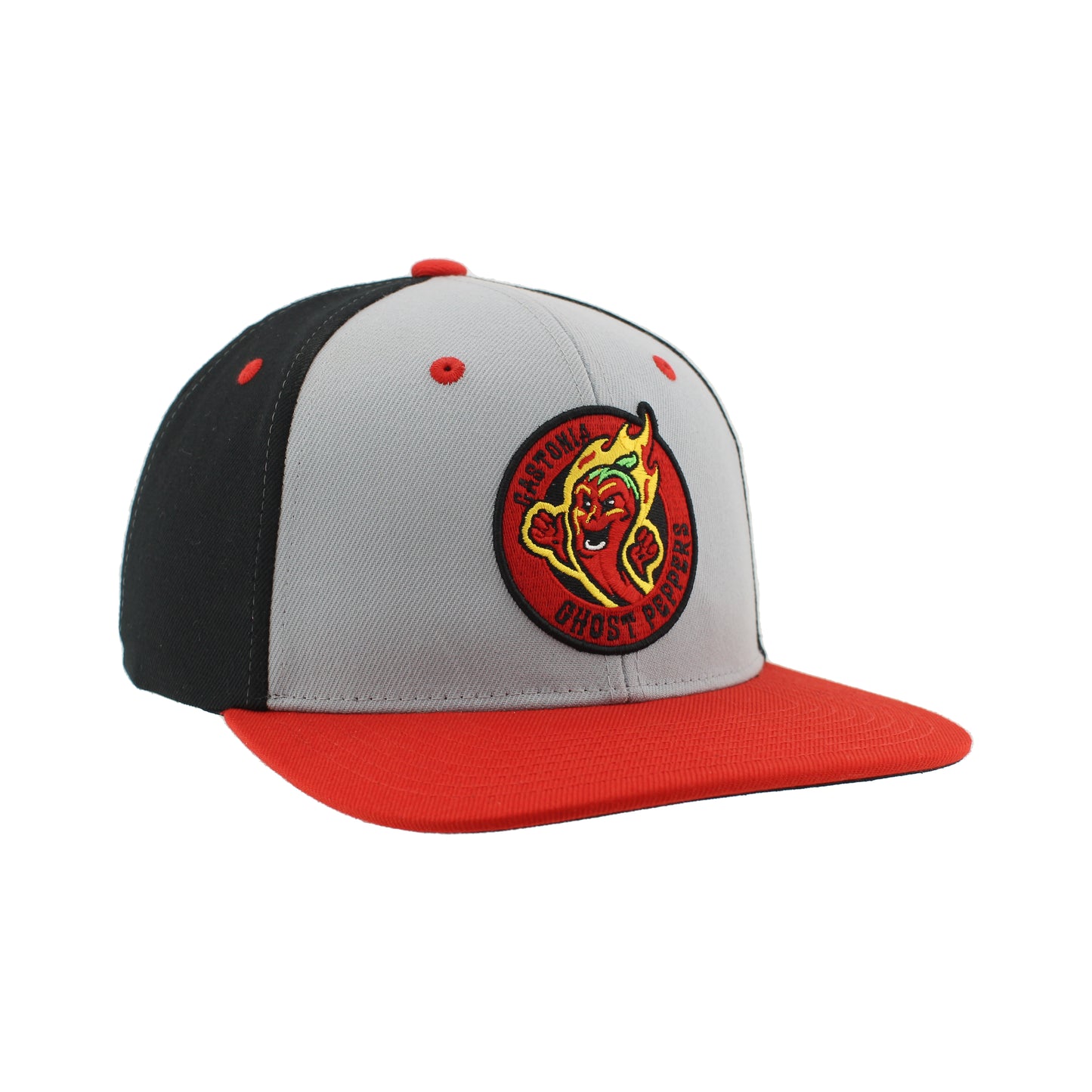 Gastonia Ghost Peppers Z11 Gry/Blk/Rd Round Logo Hat
