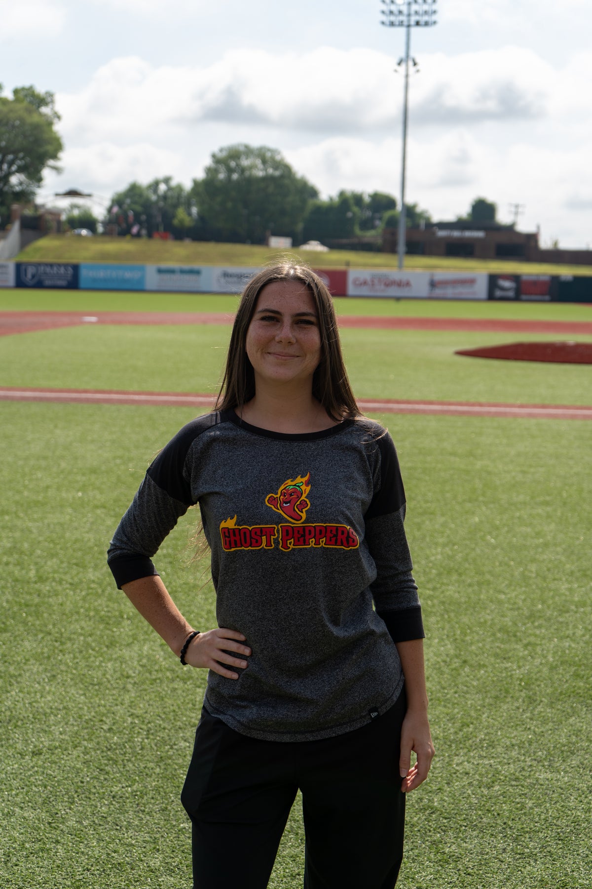 Ghost Peppers Women's Black Twist New Era® 3/4-Sleeve Baseball Raglan Tee