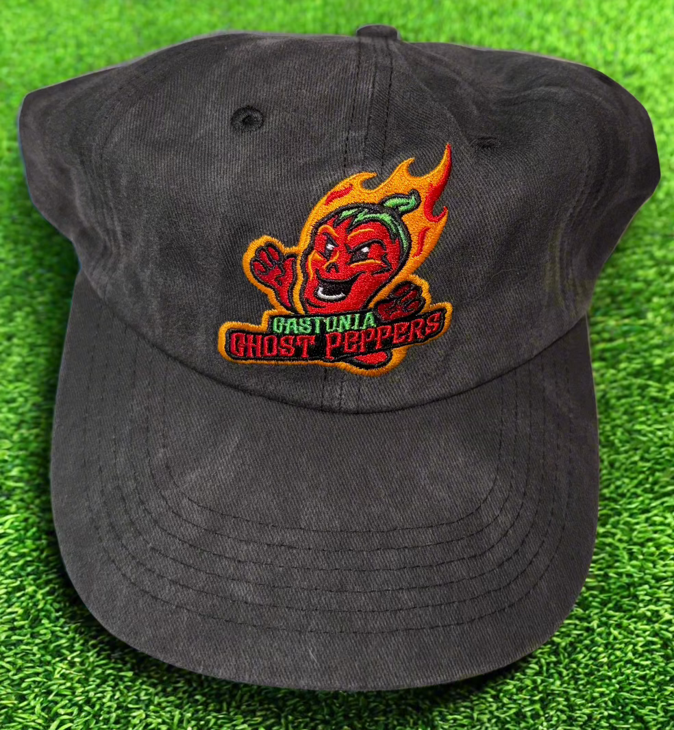 Gastonia Ghost Peppers Washed Black Relaxed Primary Logo Hat
