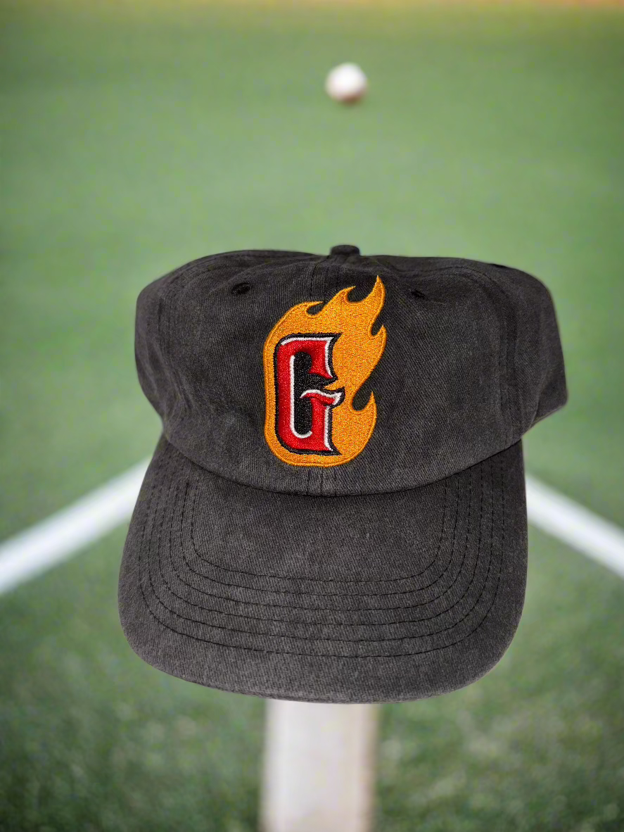 Gastonia Ghost Peppers Washed Black Relaxed Flaming G Hat