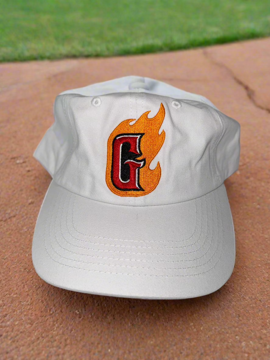 Gastonia Ghost Peppers White Relaxed Flaming G Hat