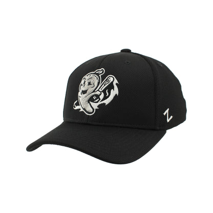 Gastonia Ghost Peppers Black Silver Smash Logo Fitted Hat