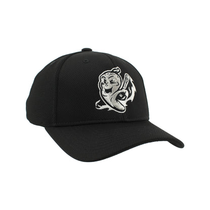Gastonia Ghost Peppers Black Silver Smash Logo Fitted Hat