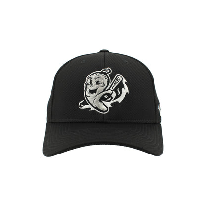 Gastonia Ghost Peppers Black Silver Smash Logo Fitted Hat