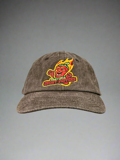 Gastonia Ghost Peppers Washed Black Relaxed Primary Logo Hat