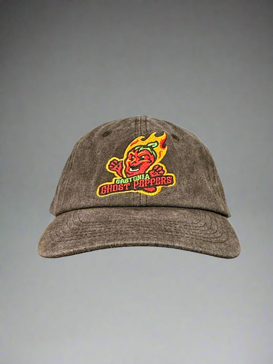Gastonia Ghost Peppers Washed Black Relaxed Primary Logo Hat