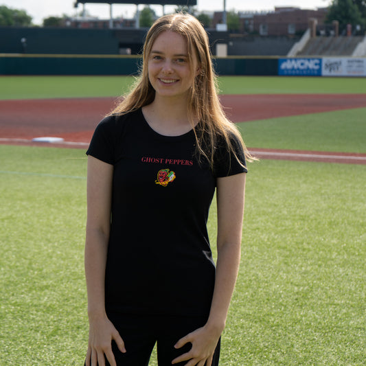 Ghost Peppers Women's Black Center Chest Tee