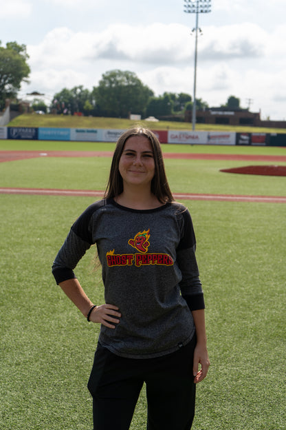 Ghost Peppers Women's Black Twist New Era® 3/4-Sleeve Baseball Raglan Tee