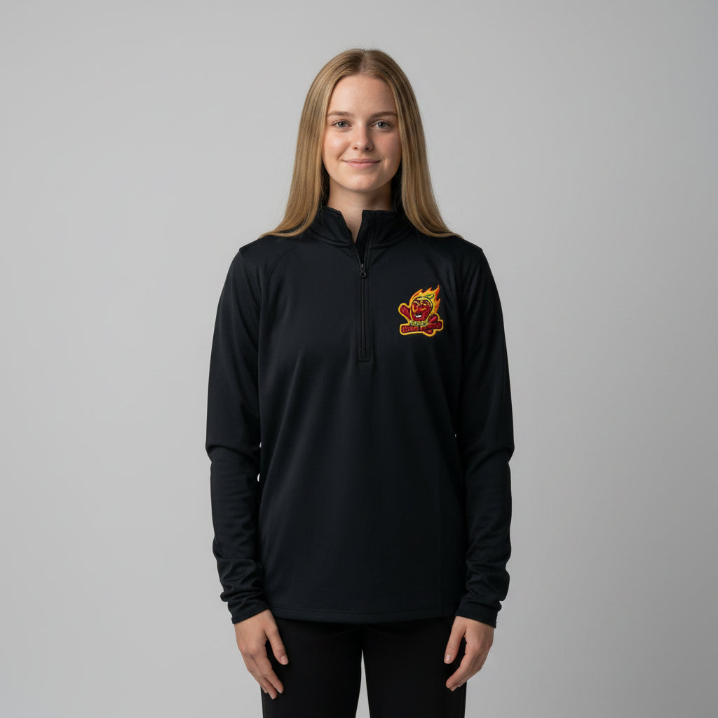 Ghost Peppers Combo Mark Black Embroidered 1/4 Zip Pullover