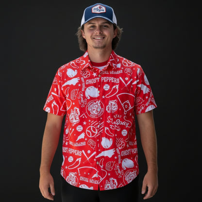 Ghost Peppers Red Button Down Shirt