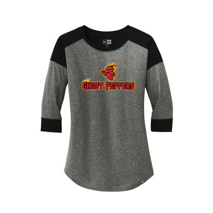 Ghost Peppers Women's Black Twist New Era® 3/4-Sleeve Baseball Raglan Tee
